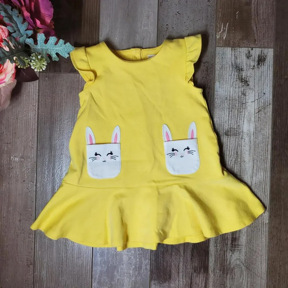 The Children's Place Gymboree Girls Embroidered Bunny Peplum Spring Dress 18-24m - Picture 2 of 12